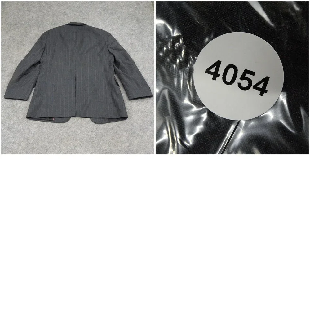 Vintage Hart Schaffner Marx Jacket Mens 40R Black Pinstripe Suit Coat Pockets
